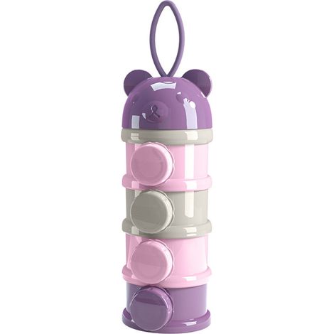 Distributeur de lait en poudre 4 étages, portable et empilable, grande capacité pour voyages extérieurs, couleur violette (1/5)
