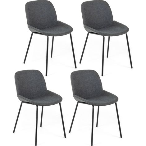 Set 4 Sedie 57x46xH80 cm in Tessuto Eva Grigio Scuro (1/5)