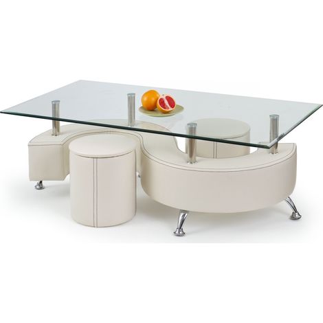 Mesa de centro Houston 203 , 55x70x130cm, Diámetro: 0, Vidrio templado, Angular