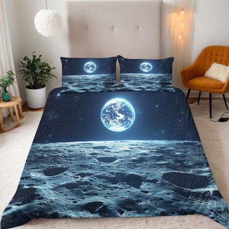 Housse De Couette - 140x200 Cm - Imprimé Ciel Étoilé - Microfibre - 3 Pièces - Pour Adultes (1/5)