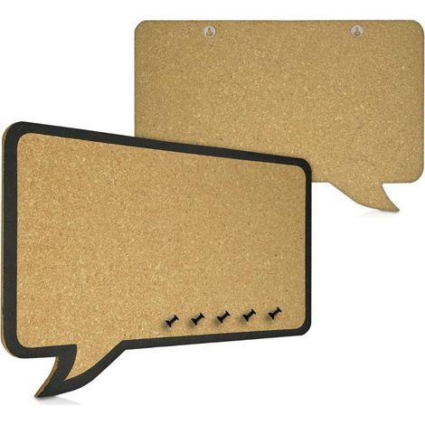 Bacheca in Sughero Forma Fumetto con Cornice Nera da Parete 44x29x1 cm