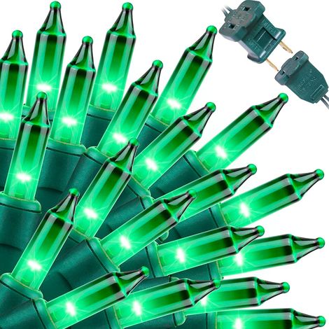 Guirlande lumineuse d'Halloween, guirlande de Noël extensible verte, 100 mini-ampoules, 6 m (19,6 pi), certifiée UL, guirlande lumineuse pour la Saint-Patrick, décoration extérieure pour sapin de Noël (1/5)