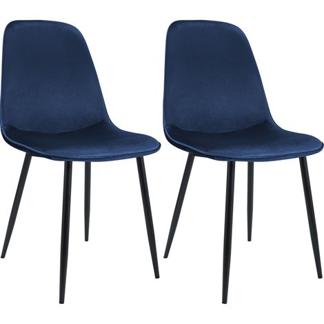 2er Set Esszimmerstuhl Maryam dunkelblau Samt