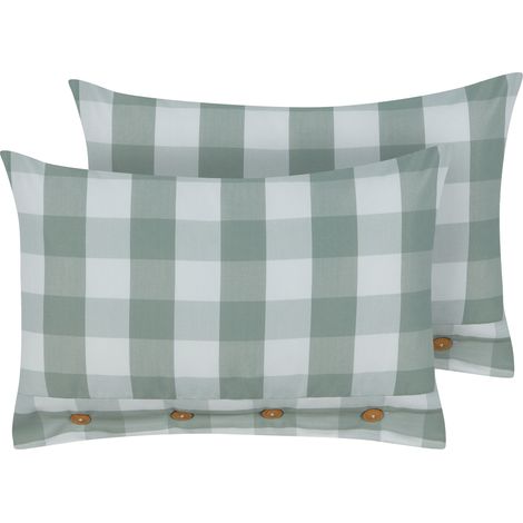 Conjunto de 2 cojines de algodón a cuadros estilo cottage verde menta 40 x 60 cm Tamnine (1/5)