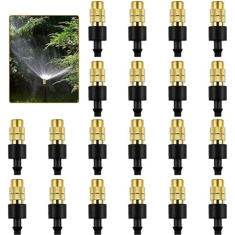 Buse de pulvérisation en Laiton 20 Pcs Pulvérisateur d'Arrosage en Laiton Ajustable Buse Tête d'Arrosage Arroseurs Atomiseurs pour l'Irrigation de l'Arrosage des Jardins