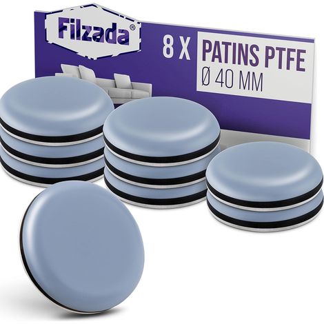 8 Patins Meubles Téflon - Rond 40mm - Glisseurs Auto-adhésifs - Protection Sol Silencieux - Chaise Table Salon (1/5)