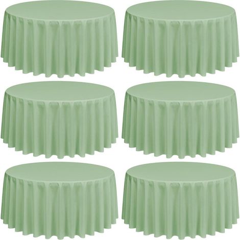 6er Pack runde Tischdecken Salbeigrün 228 cm, waschbar, flecken- & knitterfrei