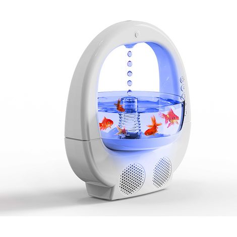 Humidificateur brume froide diffuseur huiles essentielles bruit blanc lumière aquarium double haut-parleur design moderne blanc rose (1/5)