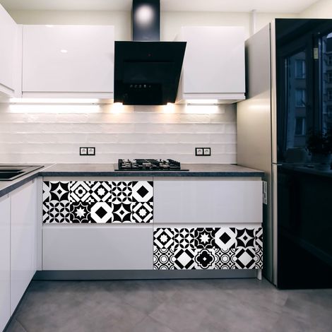 Sticker Mural Carrelage adhésif Cuisine Salle de Bain - 24 STICKERS CARRELAGES MEUBLE GARTZIA - 24stickers10x10cm (1/5)