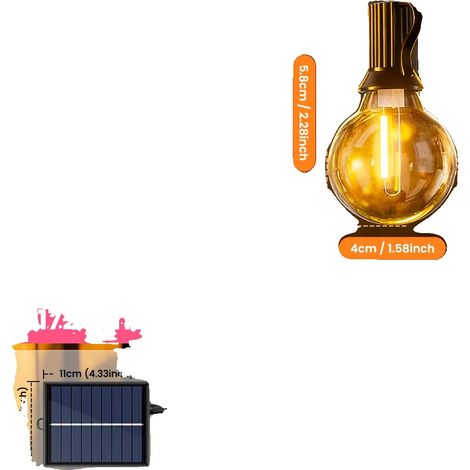 Guirlandes lumineuses solaires, télécommande, dimmable, 17.25m 45ampoules (1/2)