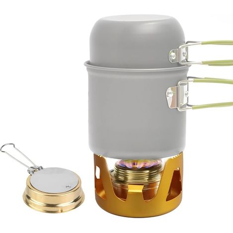 Réchaud à Alcool, Réchaud de Camping à Brûleur à Alcool Extérieur Mini (Or) Table de Cuisson Portable Coupe Vent avec Couvercle de Réchaud Réchaud de Cuisson Ultra Léger pour Camping en Plein Air (1/5)