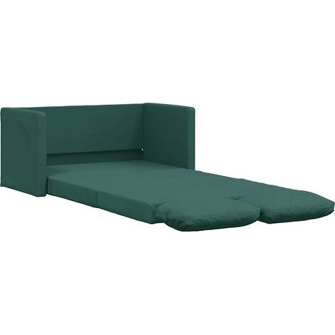 vidaXL Divano Letto da Terra 2 in 1 Verde Scuro 112x174x55 cm Tessuto