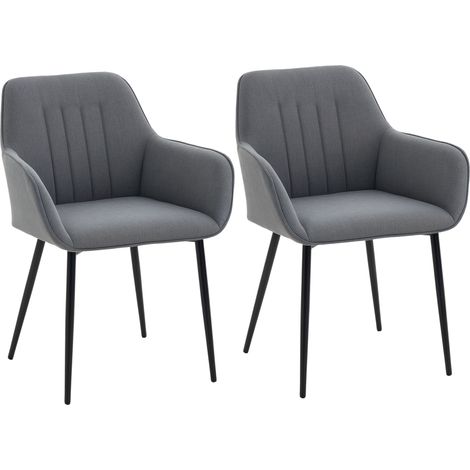 Sillas de comedor, sillas para visitas, diseño escandinavo - Juego de 2 sillas - Patas cónicas de metal negro (1/5)