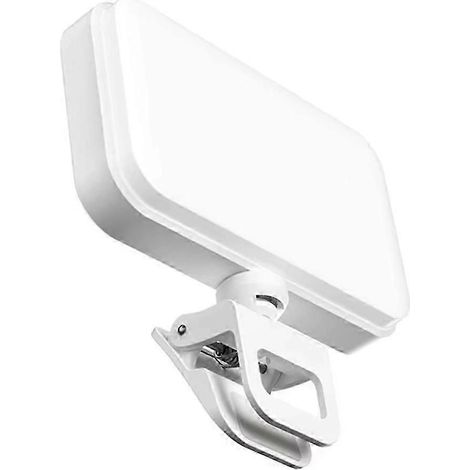 Lampe selfie à pince pour ordinateurs portables, compatible avec téléphones, tablettes et ordinateurs. Idéale pour la photographie, le maquillage et les visioconférences Zoom. Design sobre et blanc. W (1/4)