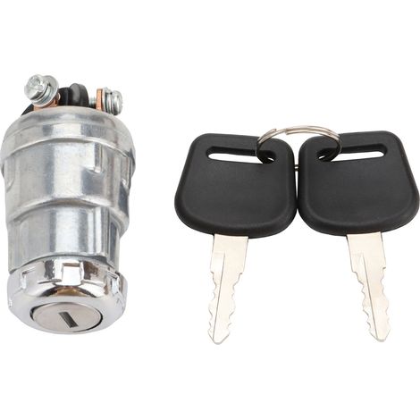 Universal keyless 3-wire ignition switch, compatible with cars, motorcycles, tractors, and construction equipment. Two keys included. Waterproof and shockproof.