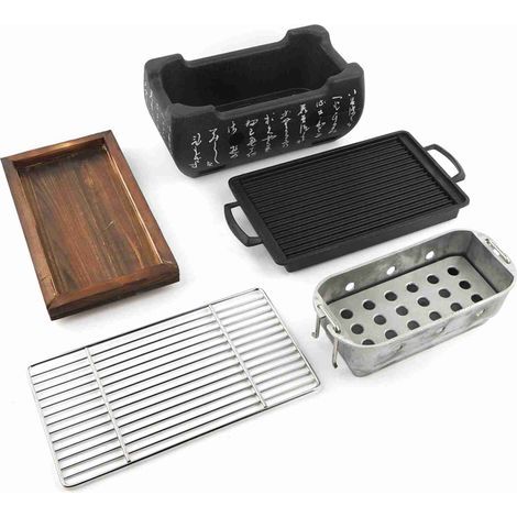 GARRYFIZH Four rectangulaire, cuisine japonaise, poêle à charbon, barbecue, réchaud à alcool (1/3)