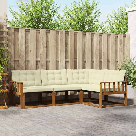 Outdoor-Sofagarnitur mit Kissen 4 pcs Natur und Creme (1/5)