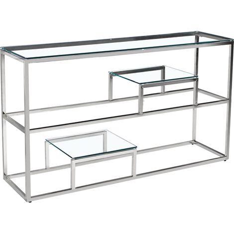 Console métal chrome plateau transparent 120x40x78 cm ROMY (1/5)