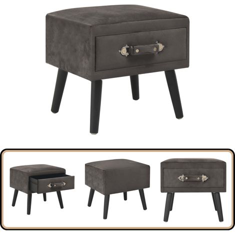 Nachttisch Grau 40x35x40 Samt - Nachtisch - Grau - Samt - Massivholz - Schubladenkommode