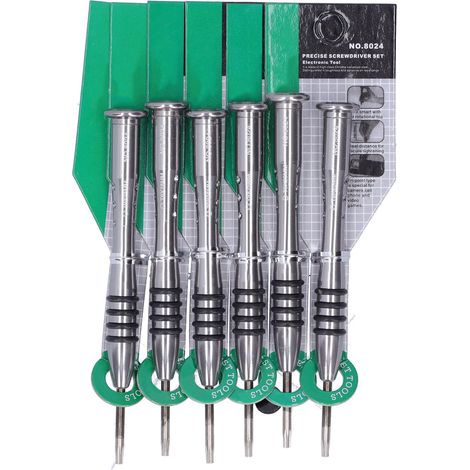 Lot de 6 tournevis en étoile en acier chrome vanadium pour la réparation et le démontage de produits électroniques (T9) (1/5)