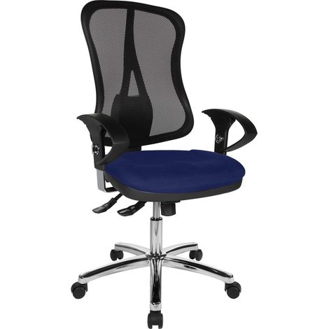 Chaise de Bureau Ergonomique avec accoudoirs, Tissu, Bleu/Noir, 70 x 66 x 113 cm (1/5)