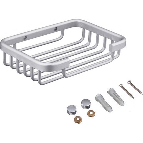 Wandmontierte Seifenschale aus Draht für die Dusche – Matte Oberfläche – Edelstahl – Maße: 13,5 x 8,5 x 3,5 cm (1/5)