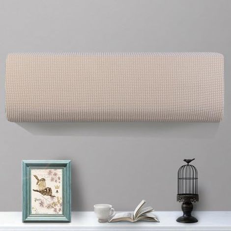 CSPARKV 2-teilige elastische Klimaanlagen-Abdeckung, Klimaanlagen-Schutzhüllen, Innenraum-Klimaanlagen-Abdeckung – Klimaanlagen-Staubschutz, Heimdekoration (80–86 cm, Beige)