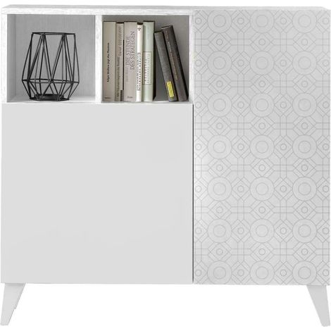 Recibidor zapatero 2 puertas en blanco con serigrafía GEO 3. 90 cm (alto) x 90 cm (ancho) x 27 cm (prof.) (1/4)