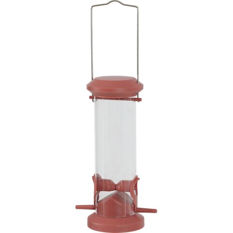 Mangeoire silo à graines, 2 perchoirs rouge terra, pour oiseaux - animallparadise (1/2)