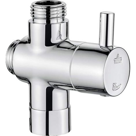 M92202 3-Wege-Duschumsteller G1/2'', 3-Wege-Armatur aus verchromtem Messing, Universal-Umstellventil für Handbrause und Duschkopf, Hochdruck-Duschadapter, 1–5 bar Wasserdruck (1/5)