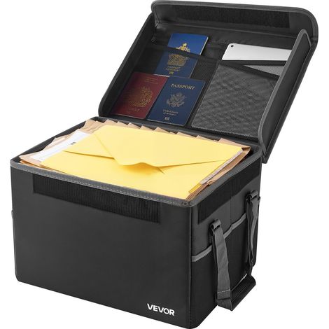 Boîte à documents ignifuge 1000 °C, porte-documents anti-feu multicouche portable, compacte et pliable, sac de rangement ignifuge et étanche pour fichiers importants, passeports, pour bureau (1/5)