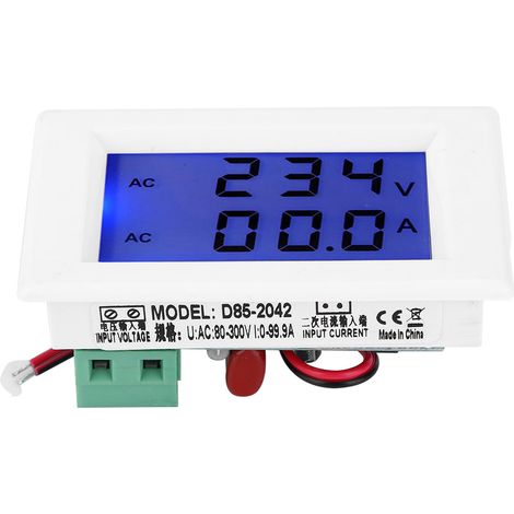 Compteur électrique double affichage numérique tension courant AC80300V 0,1100A, voltmètre ampèremètre LED pour tableau, mesure précise, usage domestique industriel, D85-2042 (1/5)