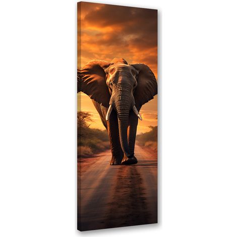 Tableau sur toile Éléphant Afrique Savane 30x90 (1/5)