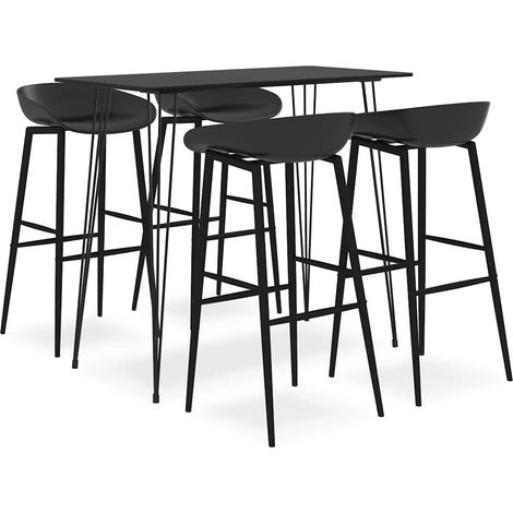 Ensemble de bar 5 pièces avec table et 4 tabourets noirs en MDF, PP et métal - PANGIVO (1/5)