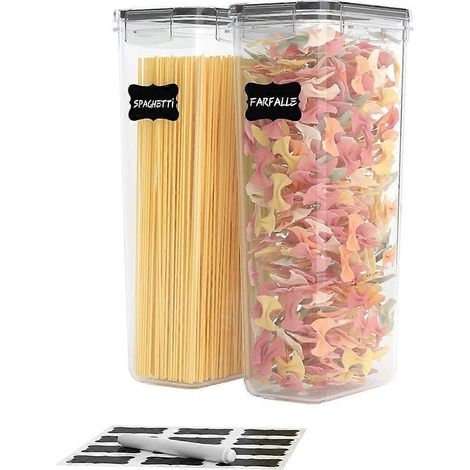 Ensemble de boîtes de conservation alimentaire hermétiques, comprenant deux récipients à pâtes de 2,8 litres, idéal pour l'organisation du garde-manger. (1/5)
