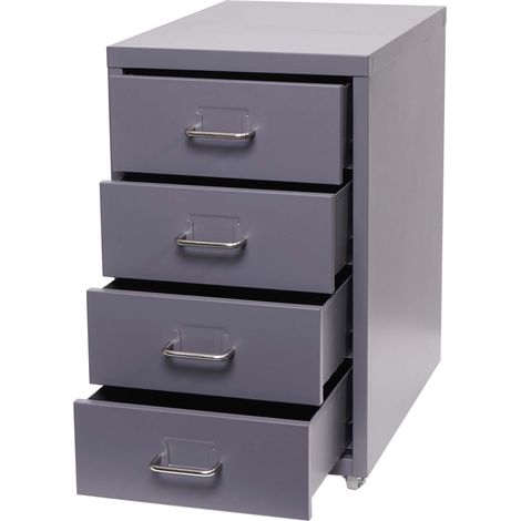 Cassettiera ufficio 48x28x41 cm 4 cassetti in acciaio grigio scuro 040008262