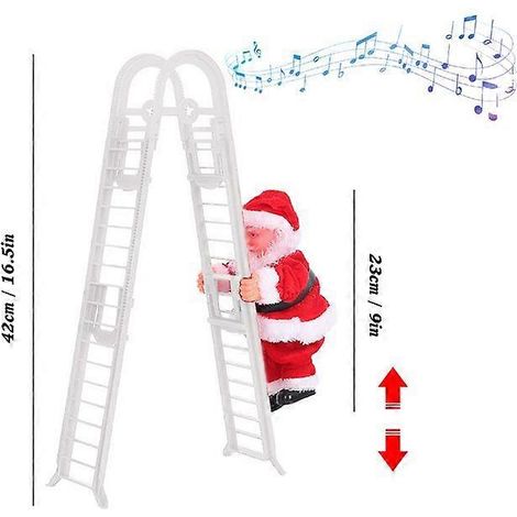 Échelle électrique de Noël avec Père Noël, décoration de sapin de Noël pour intérieur/extérieur, cadeau de Noël pour enfants, échelle double blanche (1/5)
