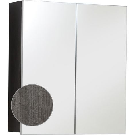 Badezimmer Spiegelschrank LISBOA-19 in Sardegna Rauchsilber, B/H/T: ca. 60/67/18 cm (1/5)