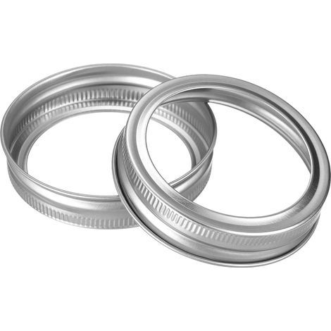 Lot de 12 anneaux de rechange pour bocaux Mason en fer blanc, ouverture standard, anti-fuite, compatible avec couvercle de rangement (argenté) (1/5)