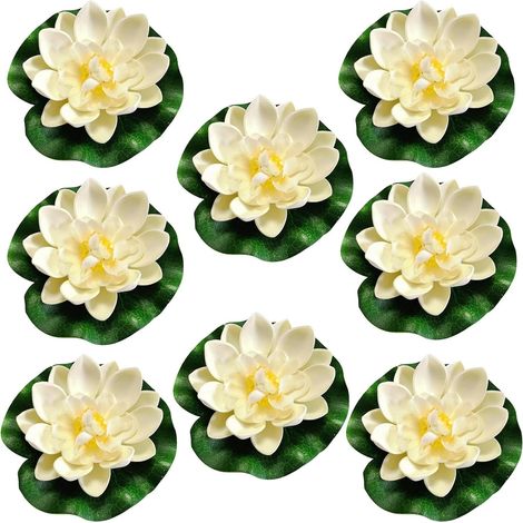 Lot de 8 nénuphars, matériau EVA, dimension 10 cm, flottaison facile, décoration étang, jardin, aquarium (1/5)