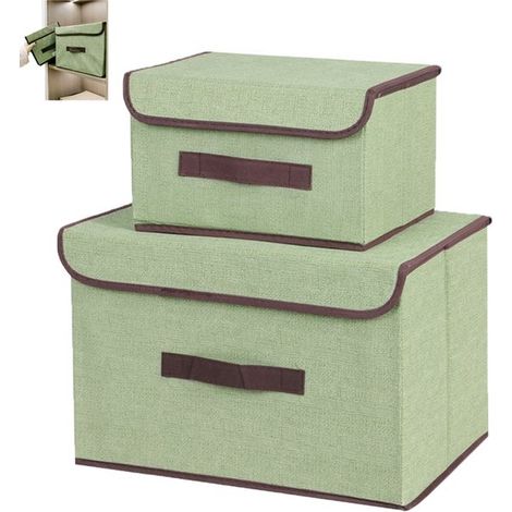 2er-Pack grüne, faltbare Aufbewahrungsboxen mit Deckel für Kleidung und Decken (1/5)
