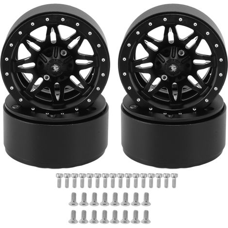 4 Roues Moyeux SCX10 Aluminium Argent Noir Stable Facile Montage Remplacement Traxxas RC (1/5)