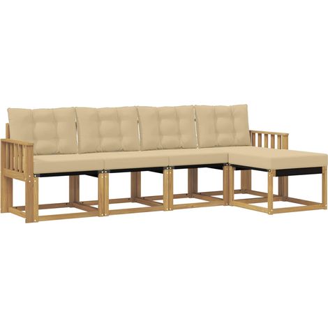 Set di divani da esterno con cuscino 5 pz  Salotto da Giardino Bianco e Beige (1/5)
