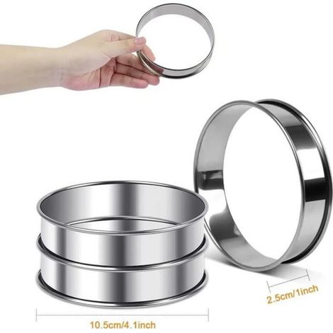 Lot de 6 anneaux à hamburger, acier inoxydable, 10,5 x 2,5 cm, pour cuisson et dressage, cuisine et barbecue (1/4)