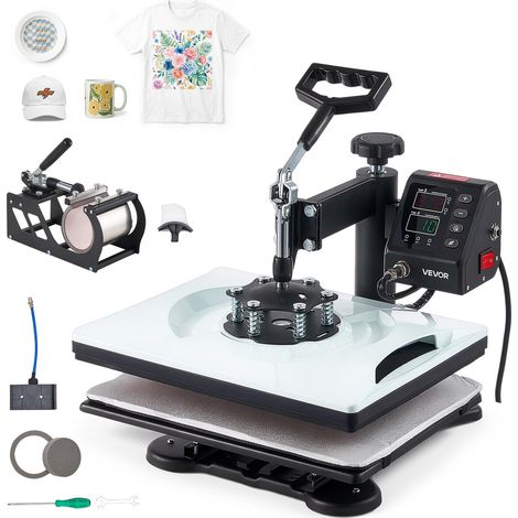 Presse à Chaud 29x38 cm Machine de Sublimation de Transfert 5 en 1, Contrôle Numérique de Température et Durée, pour T-shirts, Mugs, Gobelets, Casquettes et Assiettes, Chauffage Rapide Homogène (1/5)