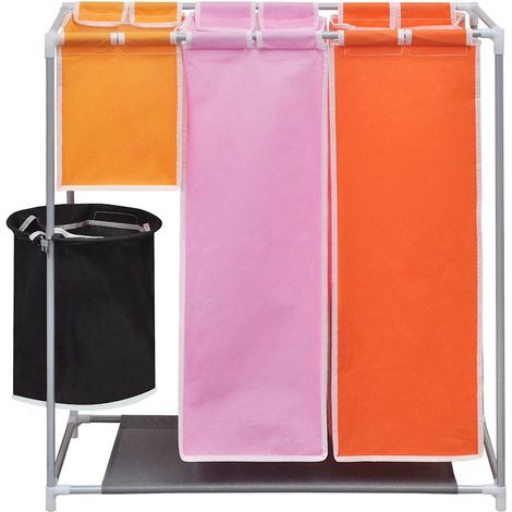 Maison Exclusive - Panier à linge à 3 sections avec un bac de lavage (1/5)