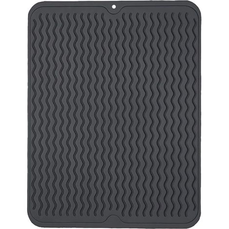 Tappetino drenante in silicone, tappetino resistente al calore, tappetino drenante facile da pulire (40 x 30 cm, nero) (1/4)