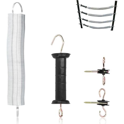 Farming Kit Poignée Et Ressort Portillon, Poignées De Portail Isolées pour Clôture électrique Ensemble De Poignées De Portail à Ressort pour Clôture Pâturages (1/5)