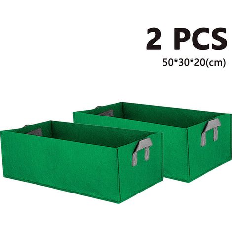 Filiyano-Lot de 2 sacs à semis en tissu non tissé avec poignées pour pommes de terre, tomates et fraises, vert gazon, M (1/5)