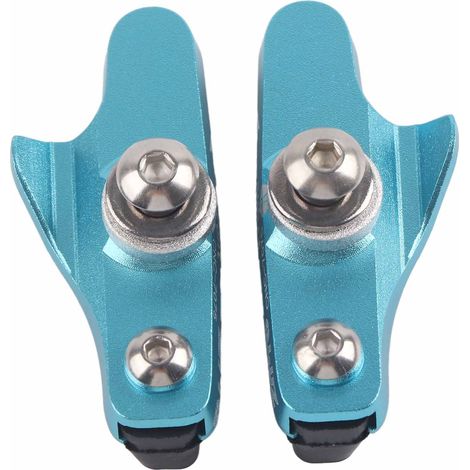 2 plaquettes de frein en alliage d'aluminium, style tiroir, patins de frein pour vélo route, couleur bleu (1/5)